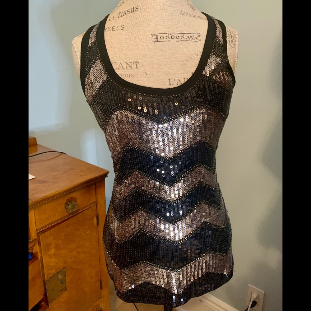 Bebe Sequin Tank Tap Sexy